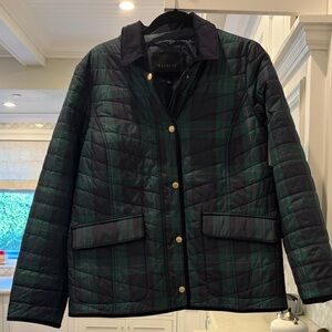 Talbots Women's Black and Green Plaid Utility Jacket